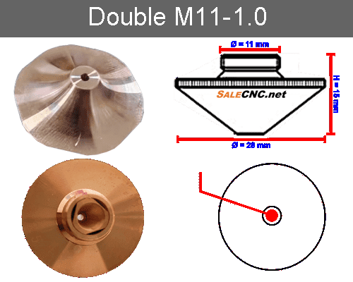 Laser Nozzle M11-1.0mm (Double) Curve + 6 Edge SP model หัวตัดไฟเบอร์เลเซอร์ 1 Laser Nozzle M11-1.0mm (Double) Curve + 6 Edge SP model หัวตัดไฟเบอร์เลเซอร์