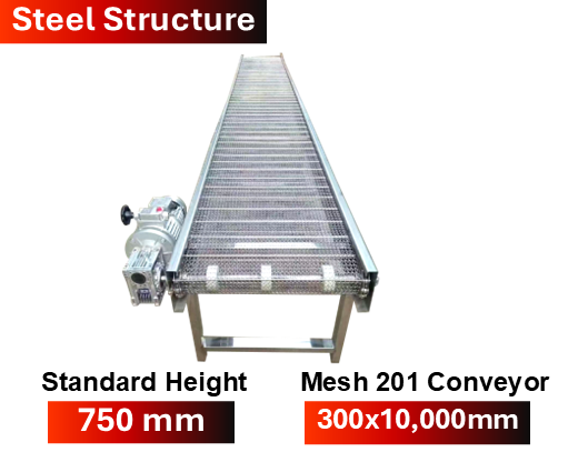 Conveyor Belt 201 Mesh 300x10000 mm , Steel Stucture 1 Conveyor Belt 201 Mesh 300x10000 mm , Steel Stucture