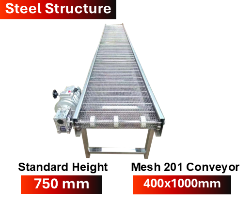 Conveyor Belt 201 Mesh 400x1000 mm , Steel Stucture 1 Conveyor Belt 201 Mesh 400x1000 mm , Steel Stucture