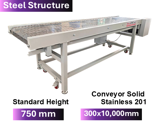 Steel Structure Stainless 201 Conveyor 300x10000 mm 1 Steel Structure  Stainless 201 Conveyor 300x10000 mm