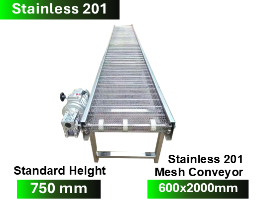 Stainless 201 Mesh Conveyor 600x2000 mm 1 Stainless 201 Mesh Conveyor 600x2000 mm