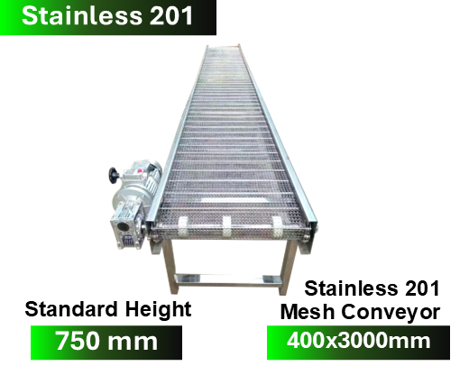 Stainless 201 Mesh Conveyor 400x3000 mm 1 Stainless 201 Mesh Conveyor 400x3000 mm