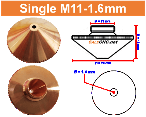 Laser Nozzle M11-1.6mm (Single) หัวตัดไฟเบอร์เลเซอร์ 1 Laser Nozzle M11-1.6mm (Single) หัวตัดไฟเบอร์เลเซอร์