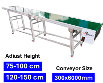 Adjustable Height PVC Conveyor Belt 300x6000 mm