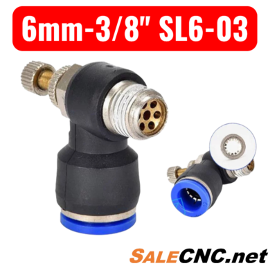 Pneumatic Connector for Cylinders, 6mm - 3/8" (Model SL6-03)