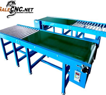 สายพานลำเลียง PVC 650x1500 mm พร้อม Roller Conveyor สูง 700