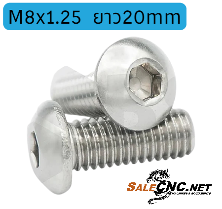 สกรูหัวจมกลมสแตนเลส ขนาด M8x1.25 ยาว 20mm