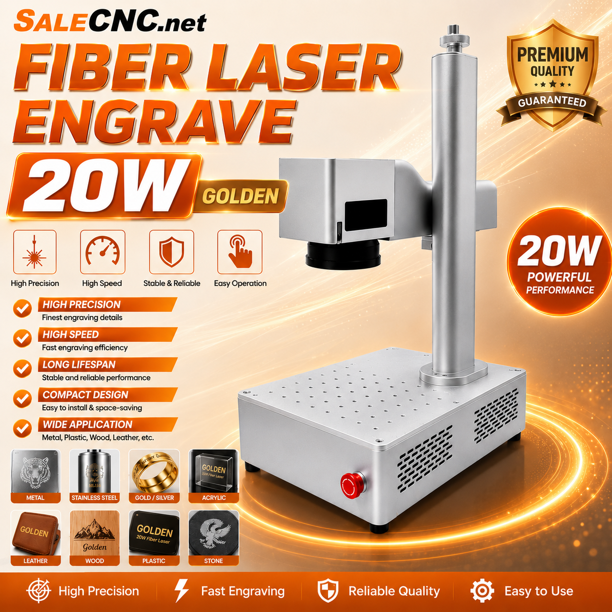 เครื่องเลเซอร์มาร์คกิ้ง 20W Fiber Laser Engrave Golden 2 ChatGPT Image 13 มิ.ย. 2569 13 38 25