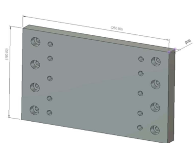 Aluminium plate platelock 160x250x20 mm