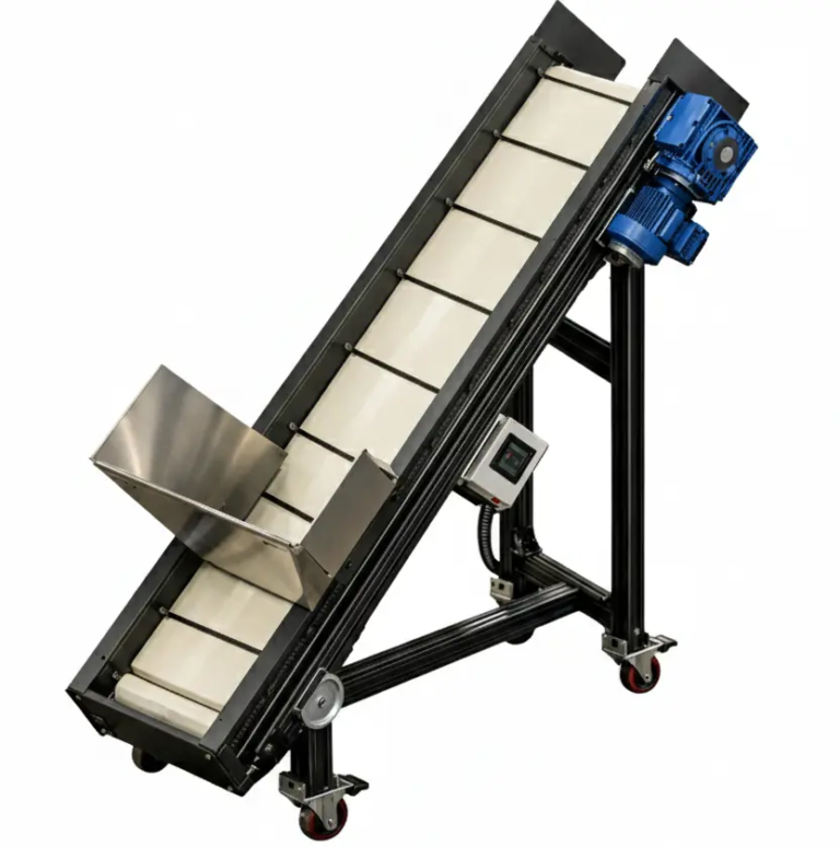 Angle Conveyor Belt PU 300x1600x1417mm with Hopper full set
