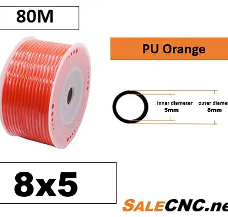 PU Air Tube - 8x5 mm, 80 Meter Length, Orange 12 PU Orange5x8mm 1