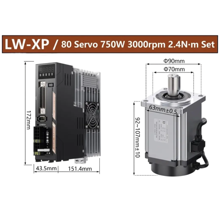 Servo Motor + Driver 80-0.75 KW