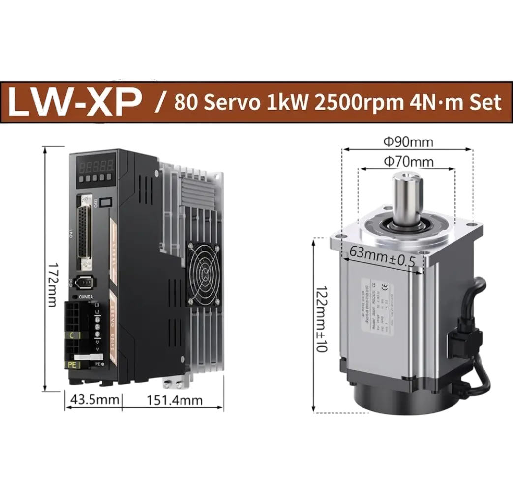 Servo Motor + Driver 80-1.0 KW 4N 2 80 1.0KW Photoroom 1