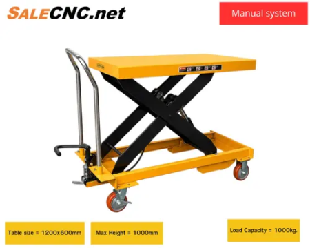 รถยกโต๊ะไฮดรอลิกแบบแมนนวล Manual Lift Table 1000KG (1200x600mm) รุ่น Heavy Duty