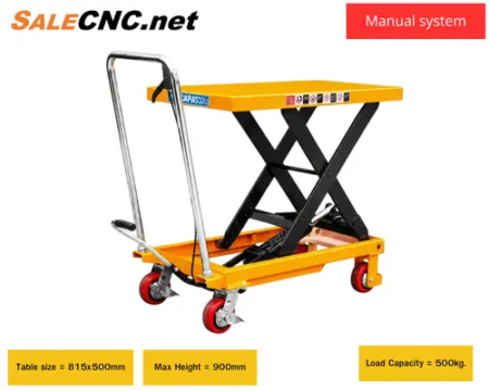 รถยกโต๊ะไฮดรอลิกแบบแมนนวล 500KG (851x500mm) Manual Hydraulic Lift Table