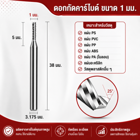 ดอกข้าวโพด CNC คาร์ไบด์ 1mm