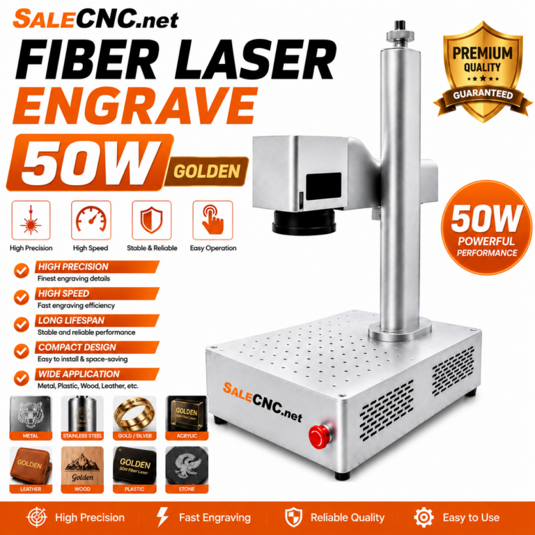 เครื่องเลเซอร์มาร์คกิ้ง 50W Fiber Laser Engrave Golden
